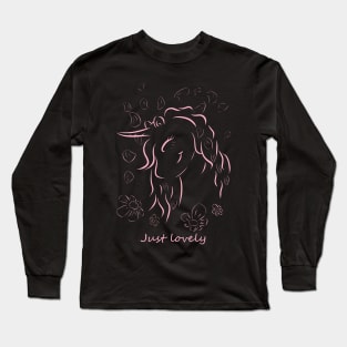 Lovely pink unicorn with flowers. Long Sleeve T-Shirt